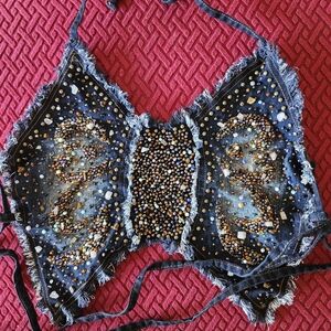 Sparkling Denim Halter Top